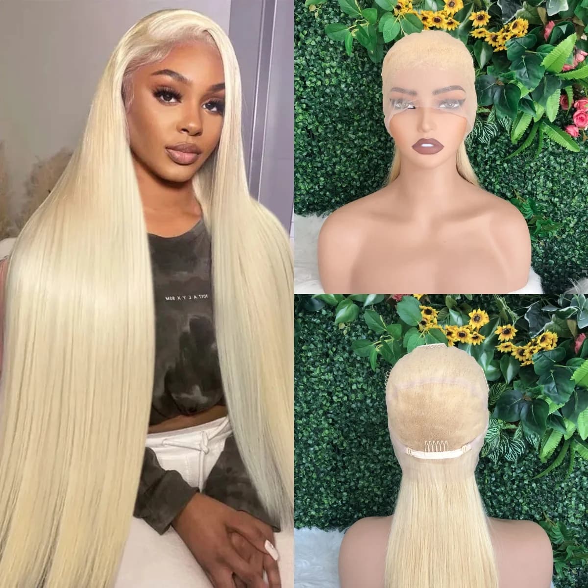 Full Wig 100% Human Hair 250 Density 613 Blonde Preplucked Straight Full Human Hair Wig Real Glueless Hd Lace Frontwig