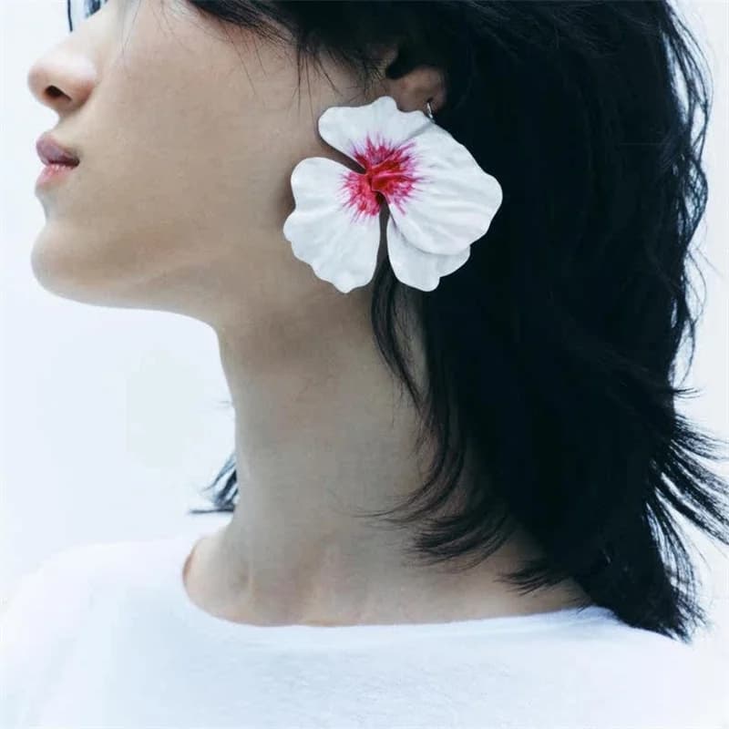 XIALUOKE Colorful Flower Drop Glaze Large Earrings for Women European American Personality Exaggerated Romantic Jewelry