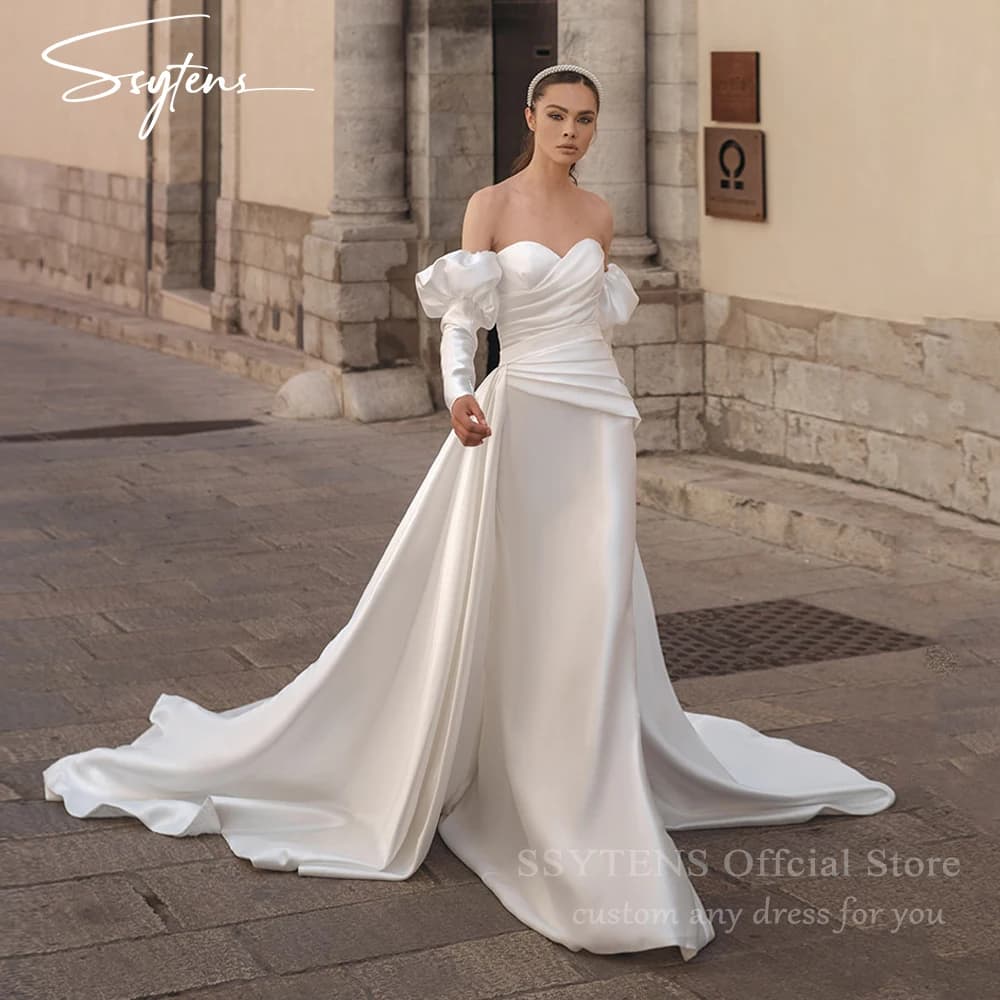 SSYTENS Charming Wedding Dresses Royal Off the Shoulder Civil Bespoke Bridal Dress Removable Long Sleeves Princess Bride Gowns
