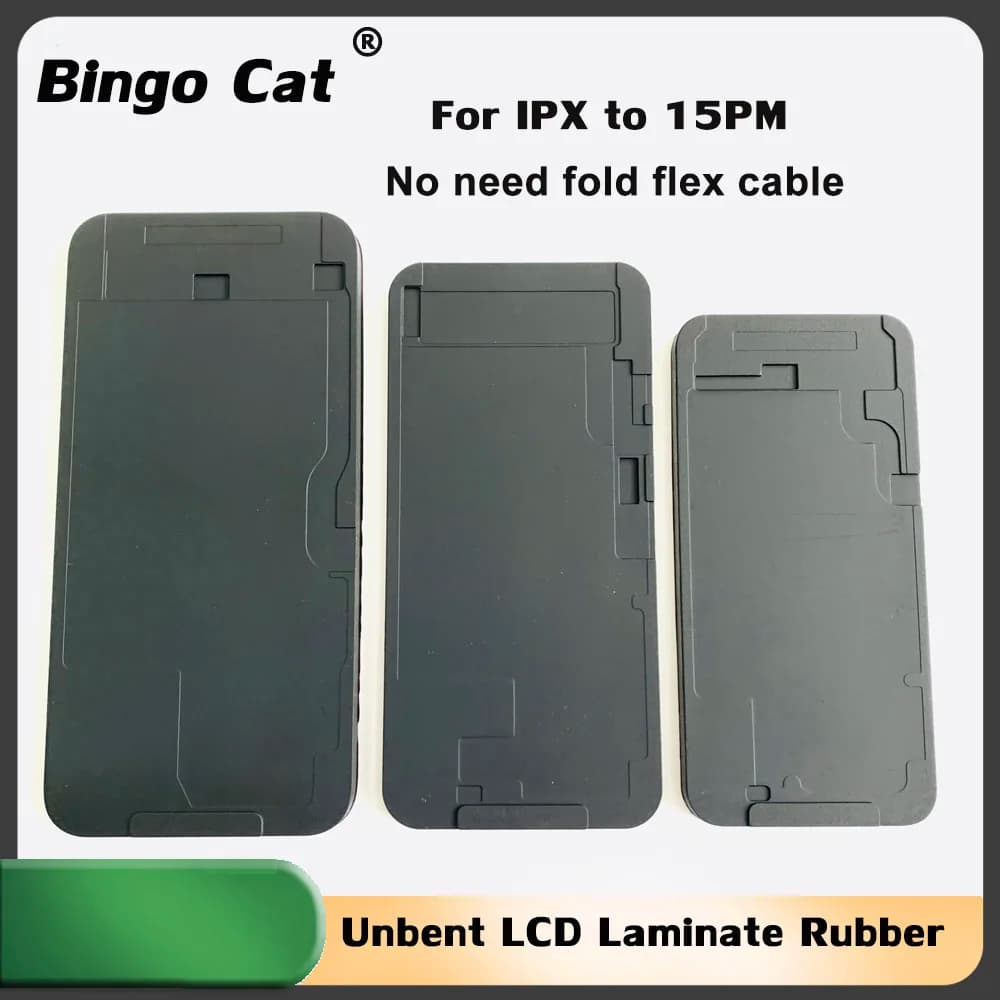Black Rubber Mat With Flex Cable Space OCA Laminating Mold Mat LCD Screen Refurbish Pad For iPhone 15 14pro 13 12 pro max Repair