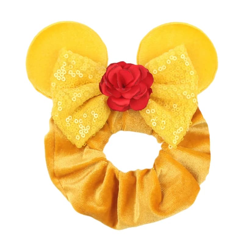 Disney Pirate Amusement Park Mouse Ears Hair Scrunchies Velvet Hairband Girls Sequins Bows Headbands Women Trip DIY Accessories