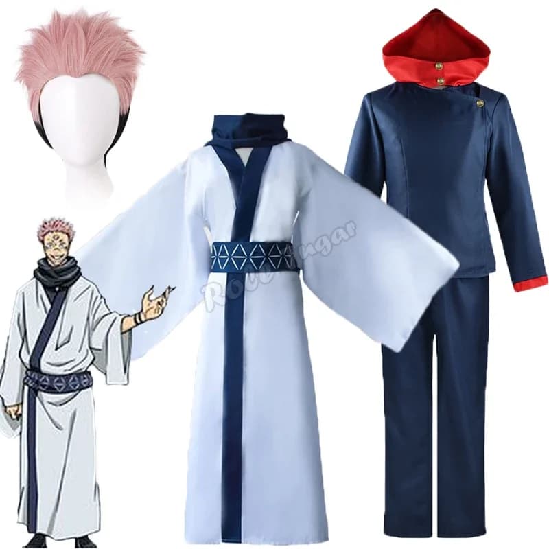 Anime Cosplay Costume Ryomen Sukuna Costume White Kimono Cloaks Set