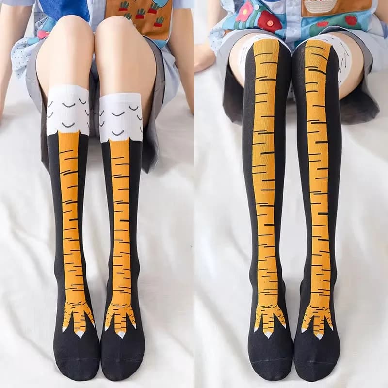Funny Chicken Paw Stocking Over-knee 50/70CM Pressure Long Stocking for Women Personalized Realistic Chicken Feet Sports Socks #