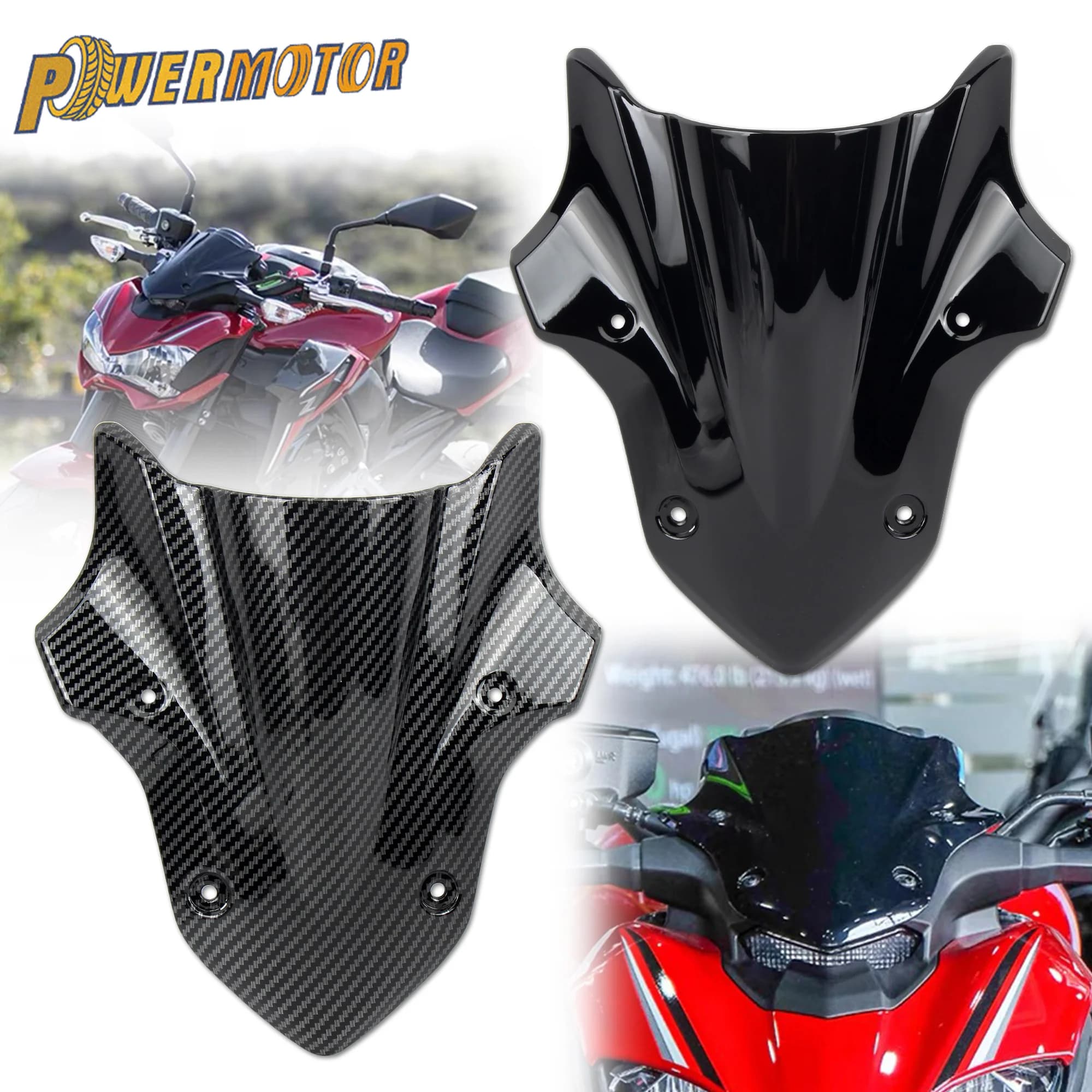 2017-2019 For Kawasaki Z900 Motorcycle Windshield Windscreen Wind Deflector Motobike Parts Black ABS Plastic Spoiler