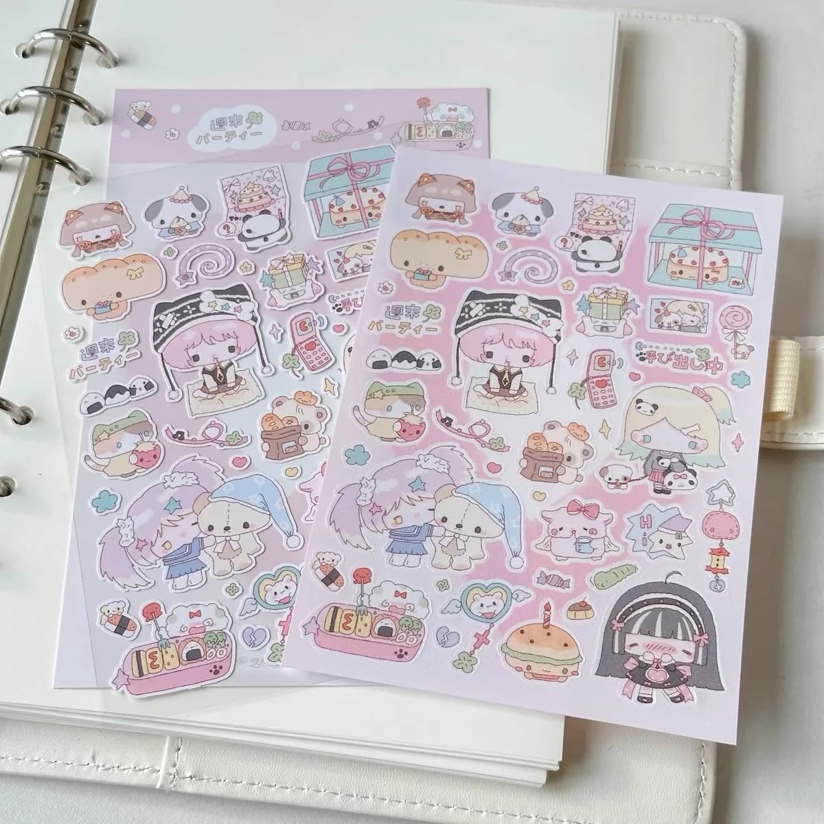 Pink version lovely girl sticker hand account cartoon sticker