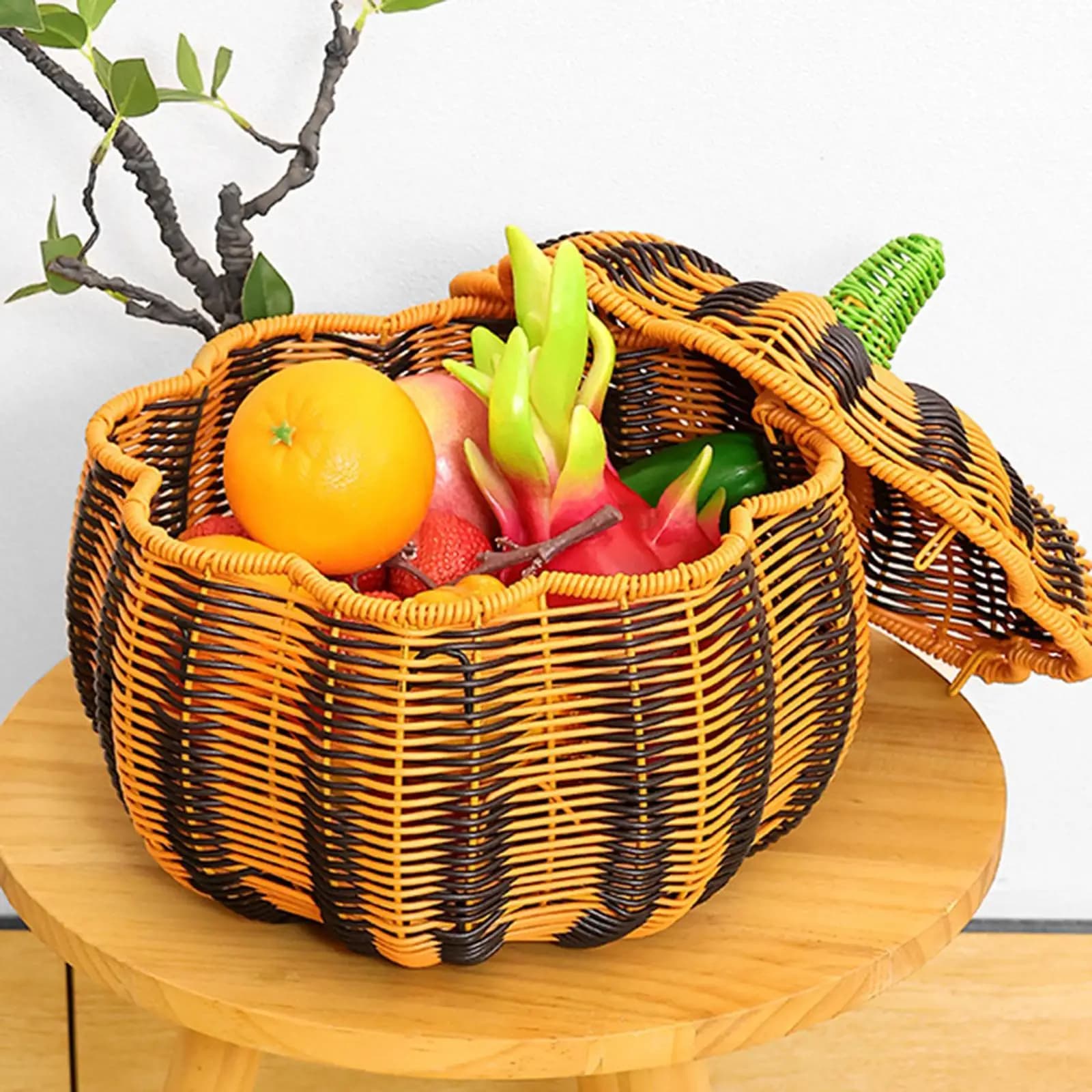Pumpkin Storage Basket Countertop Organizer Home Decor Snack Container Picnic Basket for Bread Toys Restaurant Kitchen Men