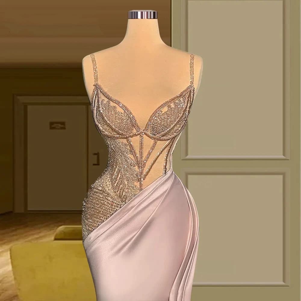 Pink Graceful Prom Dresses Floor Length Evening Robes For Formal Party Spaghetti Straps Gowns Vestidos De Gala Customized 2025