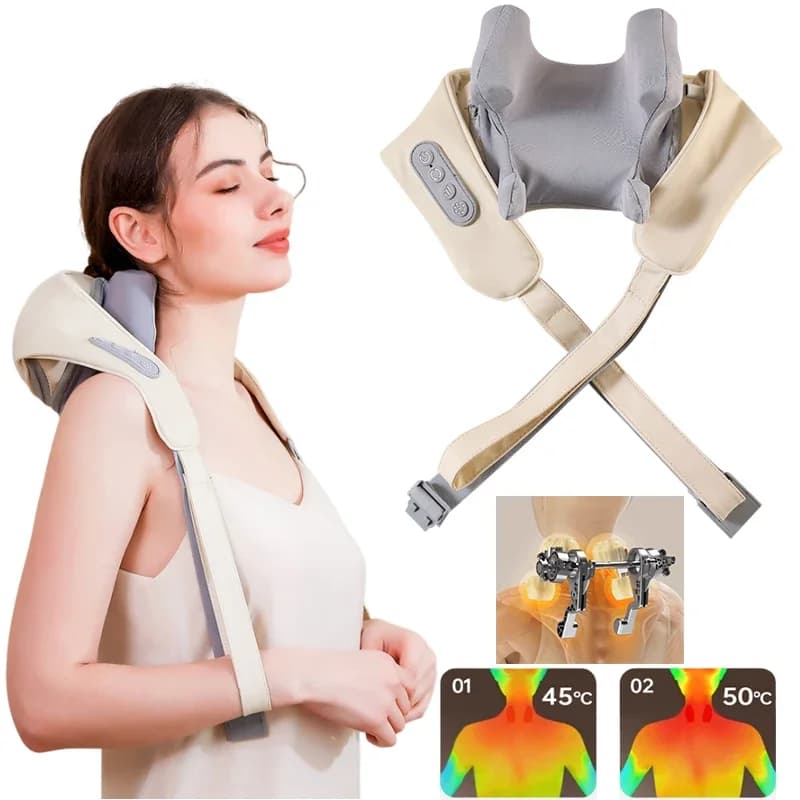 Neck and Shoulder Massager Wireless Electric Air Compress Kneading Multifunctional Back Massager Massaging Muscle Relaxing