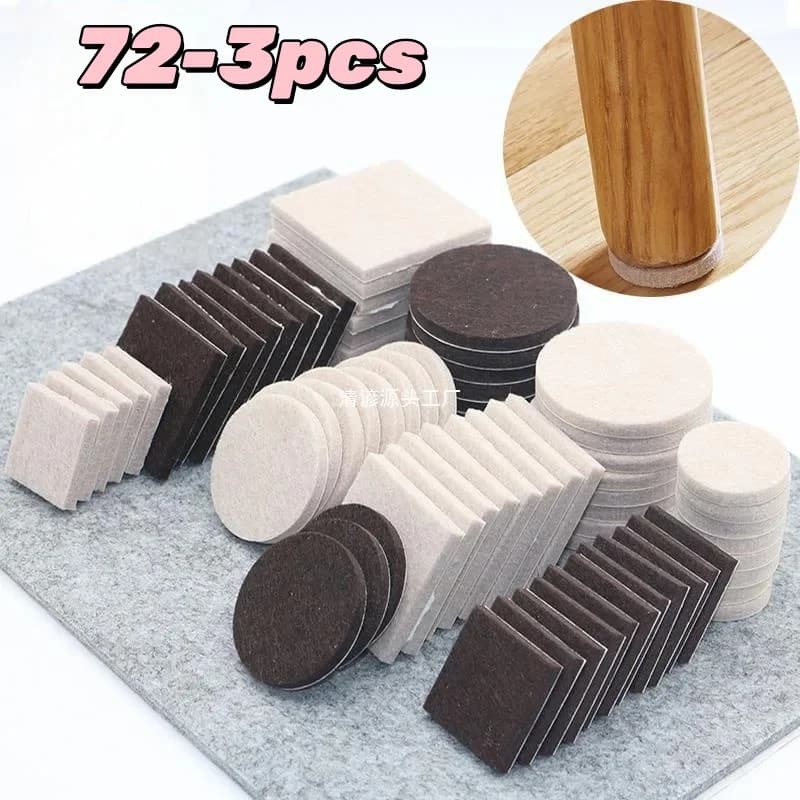 72/3Pcs Self Adhesive Furniture Leg Feet Rug Felt Pads Anti Slip Mat Bumper Damper For Chair Table Floor Scratch Protector