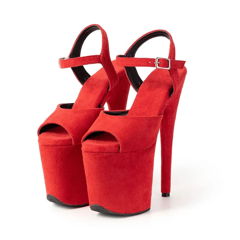New Popular 20cm 8" Heeled Faux Suede Platform Pole Dance Shoes Sexy Dancing Shoes Catwalk Model High Heels Sandals