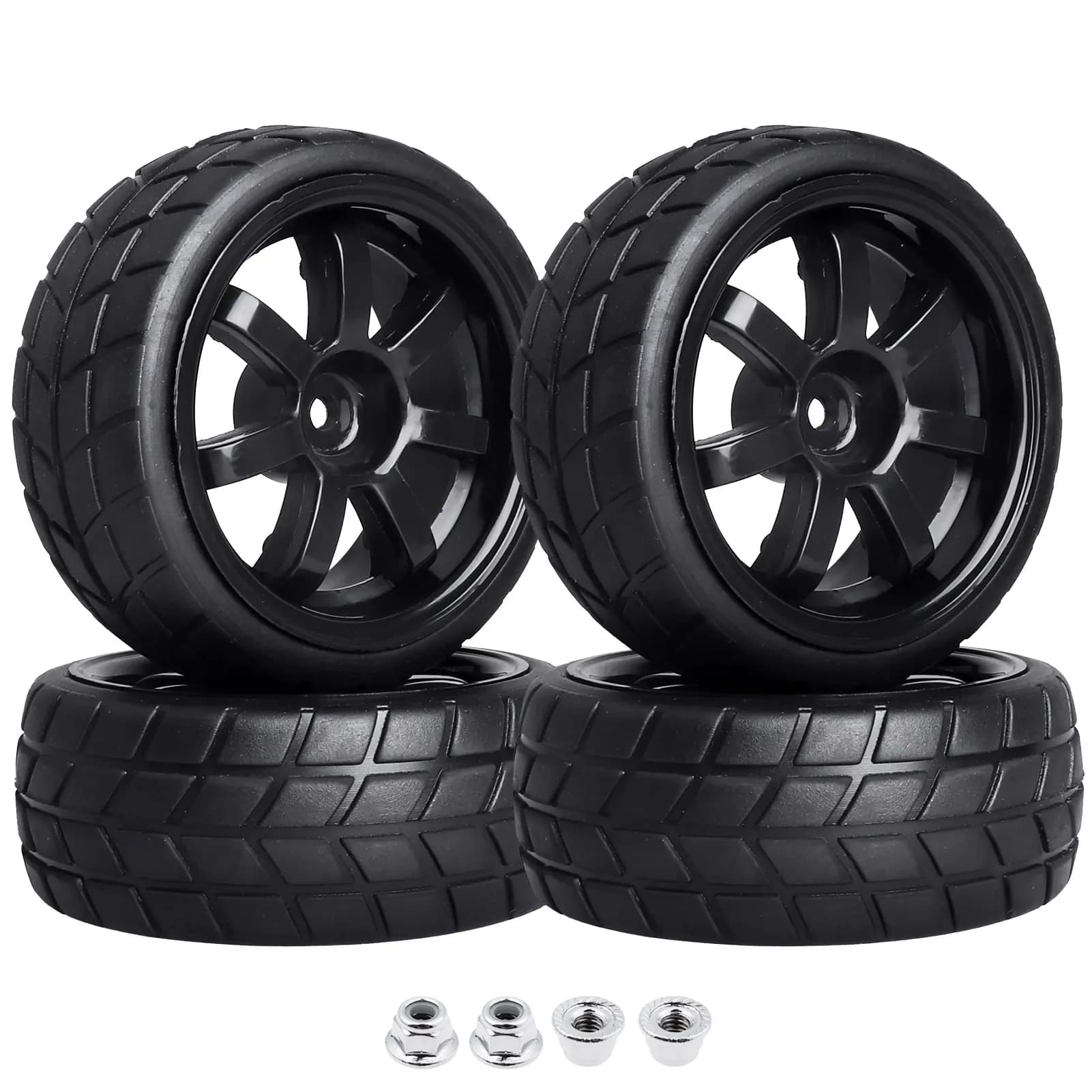 HobbyPark PreGlued Rubber Tires for 1/10 On Road Touring Car Fit Traxxas 4tec 2.0 3.0 Tamiya TT02 TT01