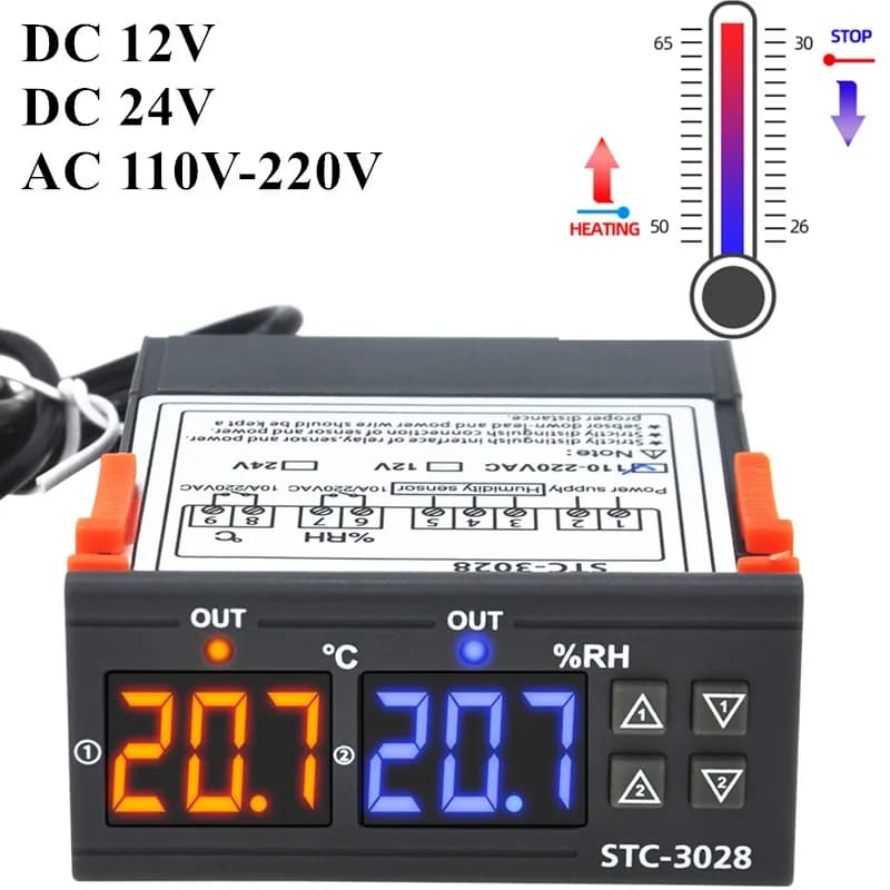 STC-3028 12V 24V 220V Temperature Humidity Controller Home Fridge Cooler HeaterThermometer Hygrometer Control Switch 40% Off