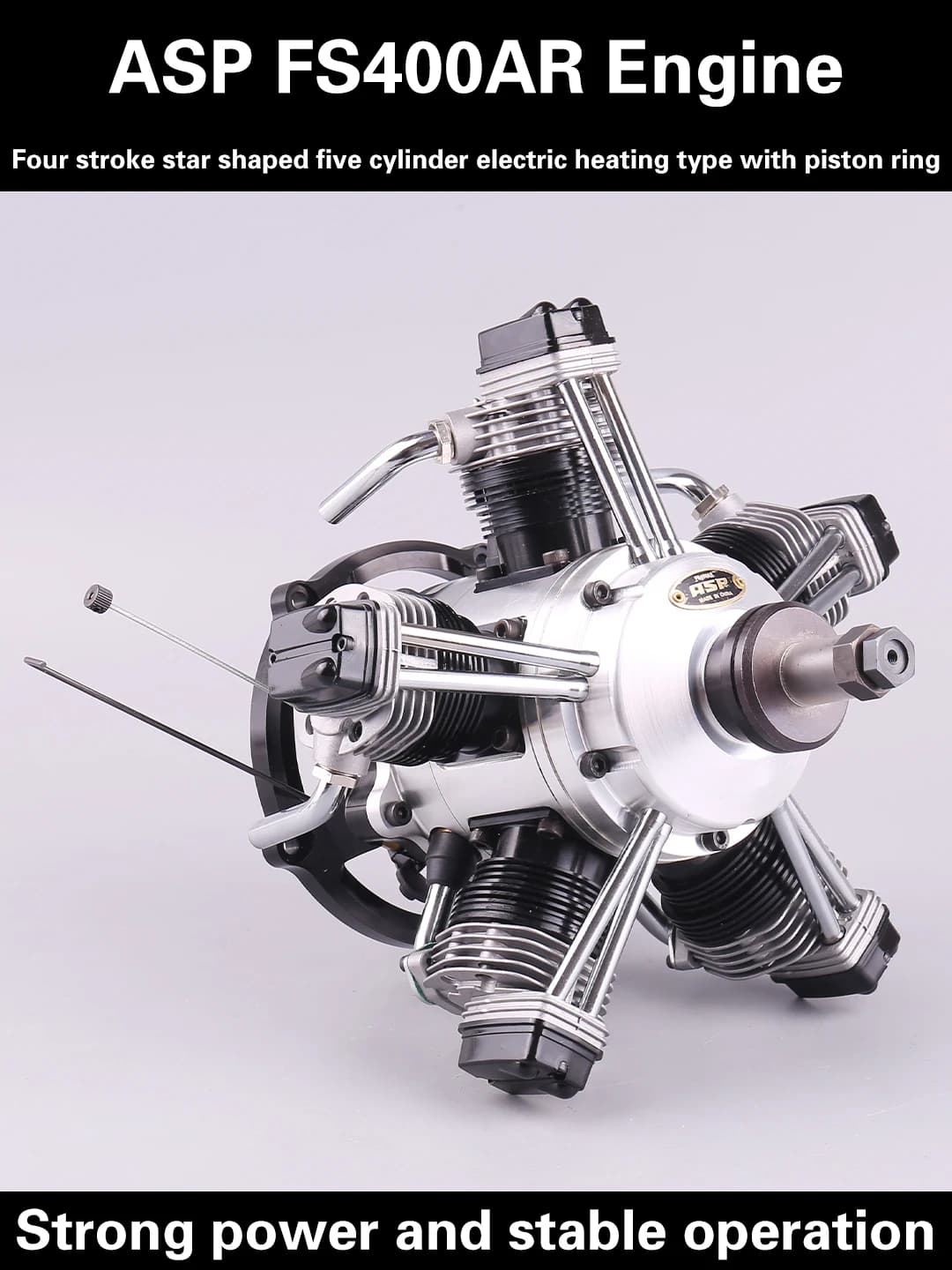 ASP MAGNUM XLS FS400AR 12.8CCX5 Four Stroke Glow Methanol Nitro Engine For RC Airplane Comparable to OS YS SAITO Engine