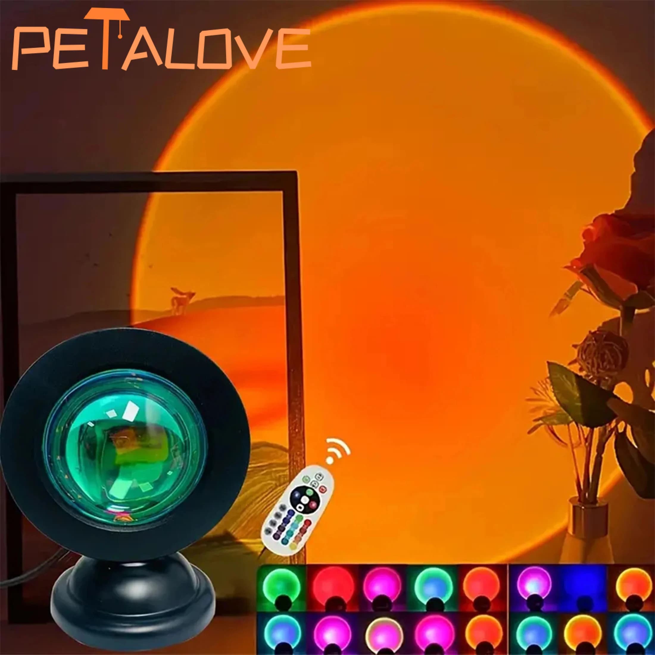 16-Color Spectrum Vibrant Sunset Projection Light USB Remote Control Dynamic Color Changing LED Light Creates Warm Home