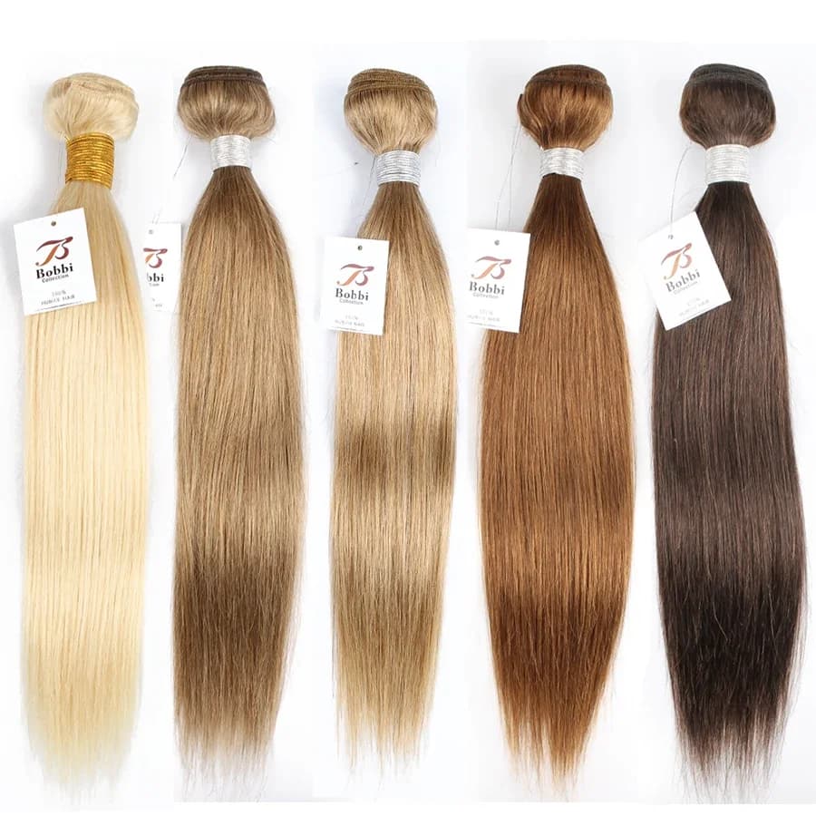 1 Piece Color #8 #27 #4 Brown Pure Color Remy 100% Human Hair Bundles Extension 95(±5)gram Ash Blonde Silky Straight Style Bobbi