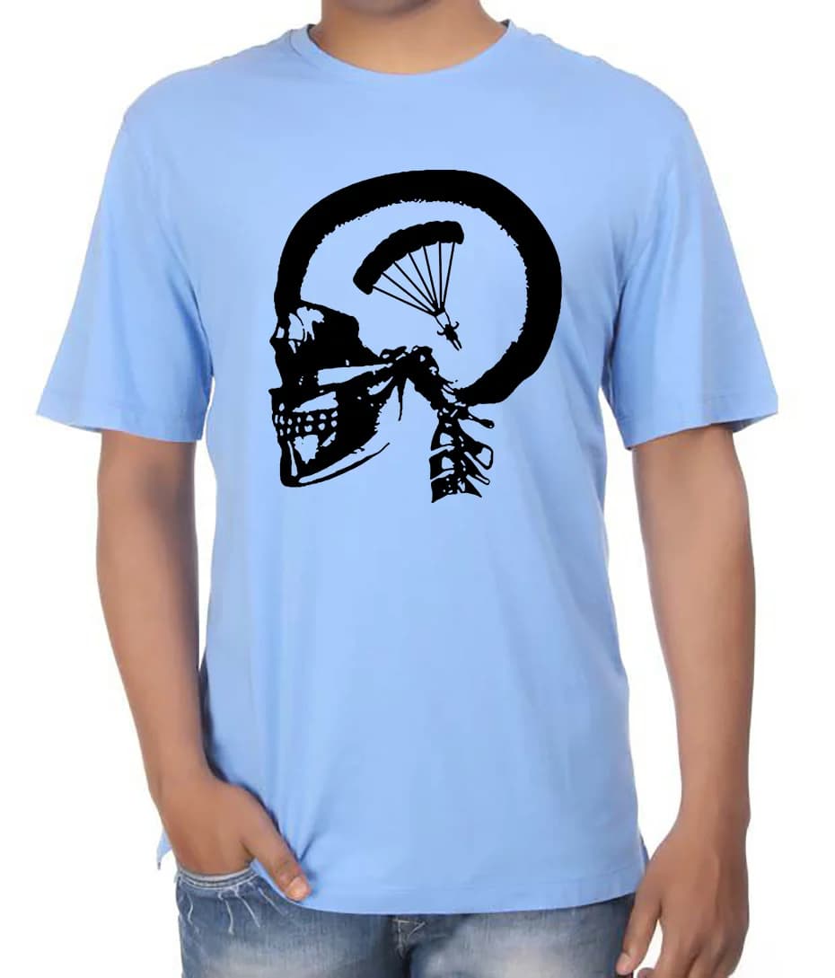 Unique Skull Design Skydiving In My Brain T-shirt Short Sleeved Cotton T Shirt Tops Tees O Neck Crazy Big Tall Plus Size 5XL 6XL