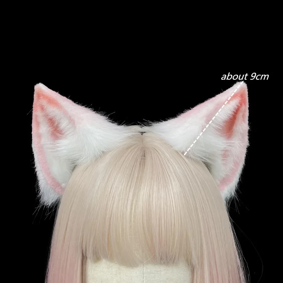 New Lovely Halloween Cosplay Prop Pink Fox Ears Hairhoop Headwear Headband Headdress Simulation Ears