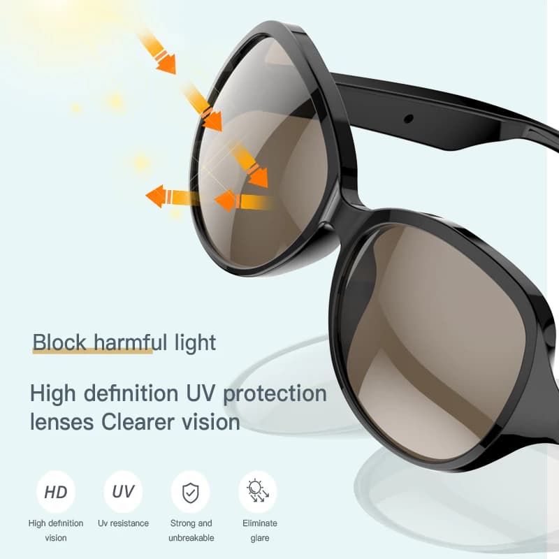 F07 Bluetooth Glasses With Music IP4 Waterproof Uv400 Wireless Stereo Polarizing Bezel Fishing Polarized Men's Sunglasses Sport