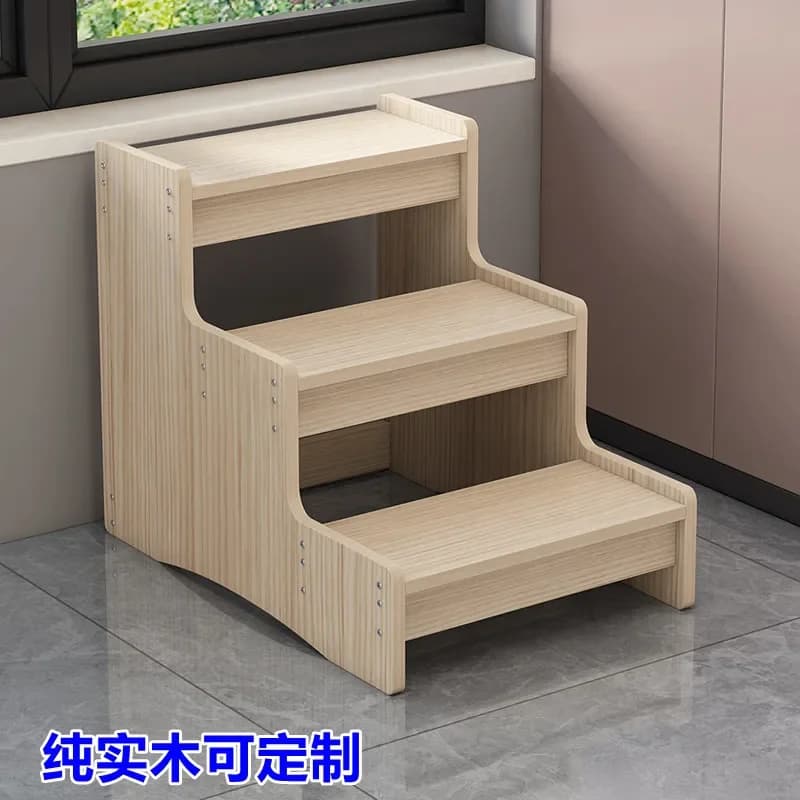 Solid wood household staircase, two steps, three steps, dual-purpose storage, climbing steps, step stool, bay window sill,