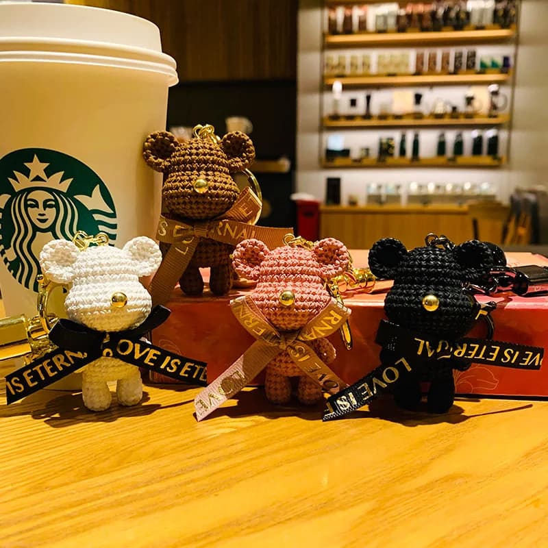 Creative Bear Keychain Cute Bear Keychain Jewelry Resin Trinket Kids Girls Gift Women Bag Charms Phone Doll Pendant Car Keyring