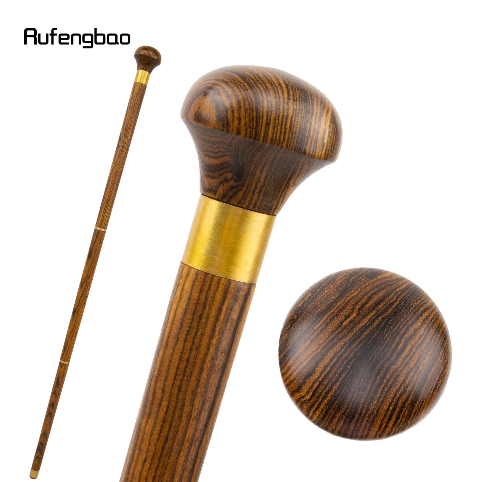 Yellow Sandalwood Wooden Fashion Walking Stick Decorative Cospaly Party Wood Walking Cane Halloween Mace Wand Crosier 87cm