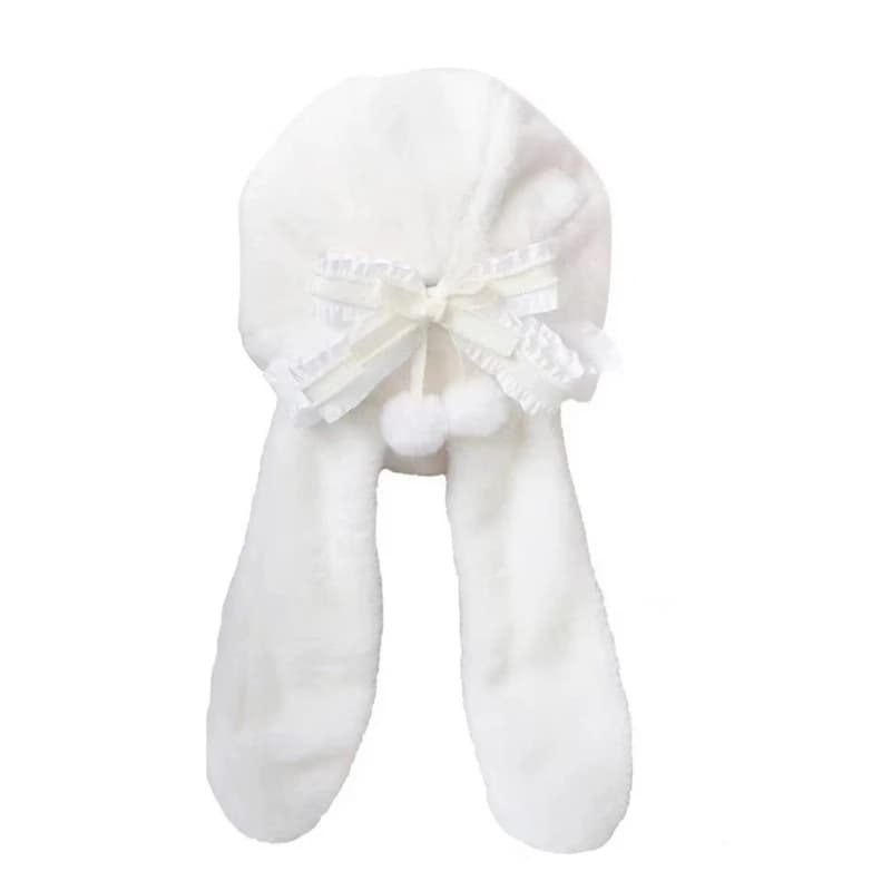Furry Lop Rabbits Ear Caps for Teens And Women Windproof Plush Ushanka Hat Warm Trapper Hat for Winter Everyday Wear D5QB