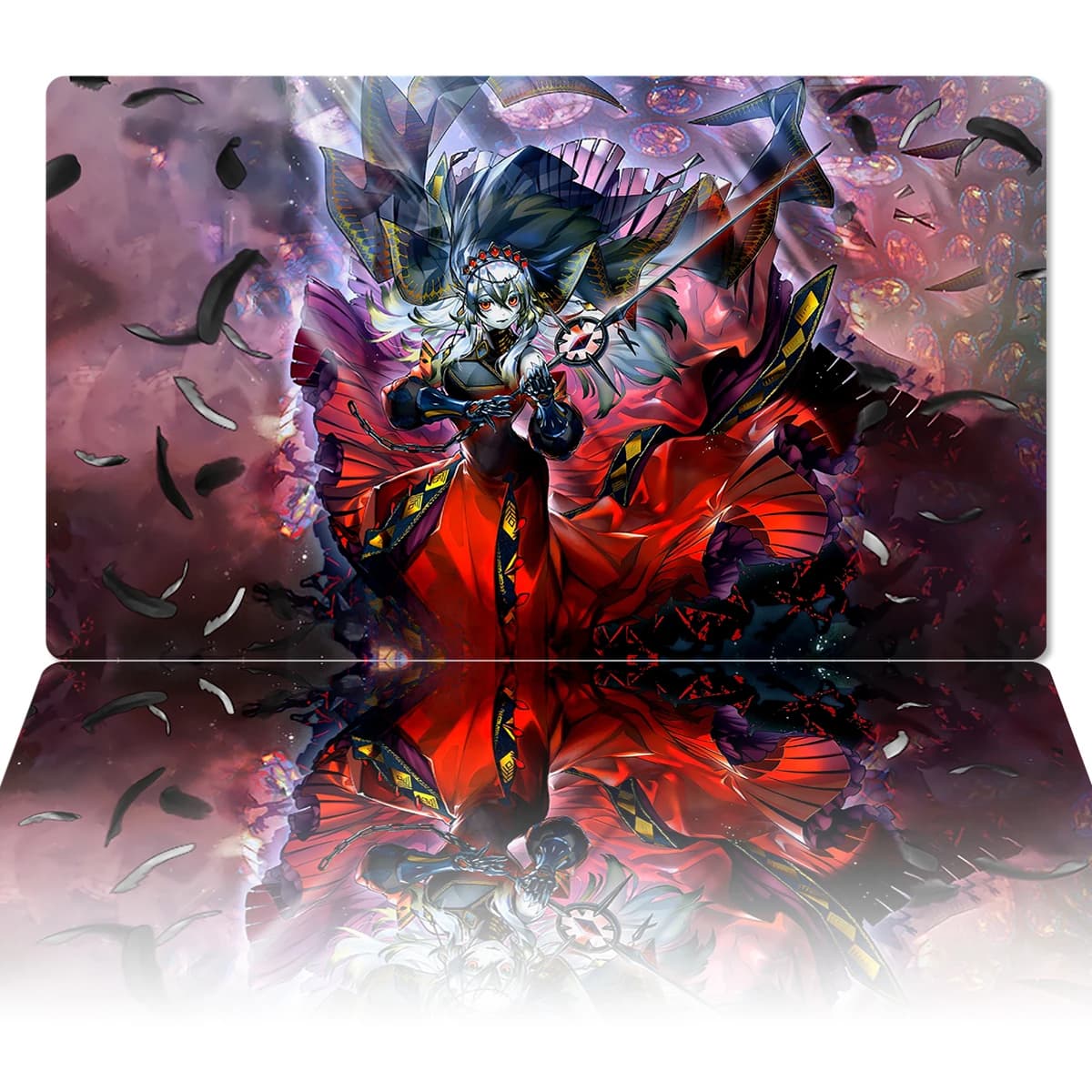 YuGiOh Playmat Red Cartesia, The Virtuous TCG CCG Board Game Trading Card Game Mat Anime Mouse Pad Rubber Desk Mat Zones & Bag
