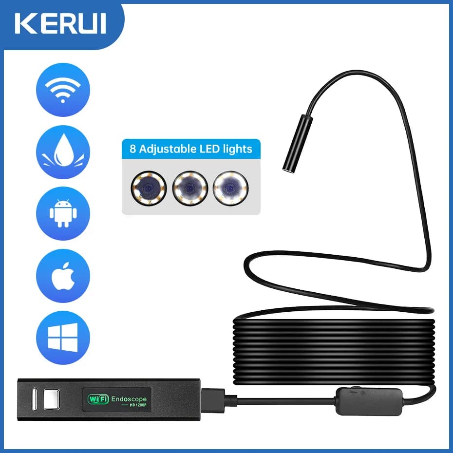KERUI Mini Endoscope Camera WiFi Micro USB Connector Camera for IOS Android PC Soft Inspection Camera Borescope IP68 Waterproof