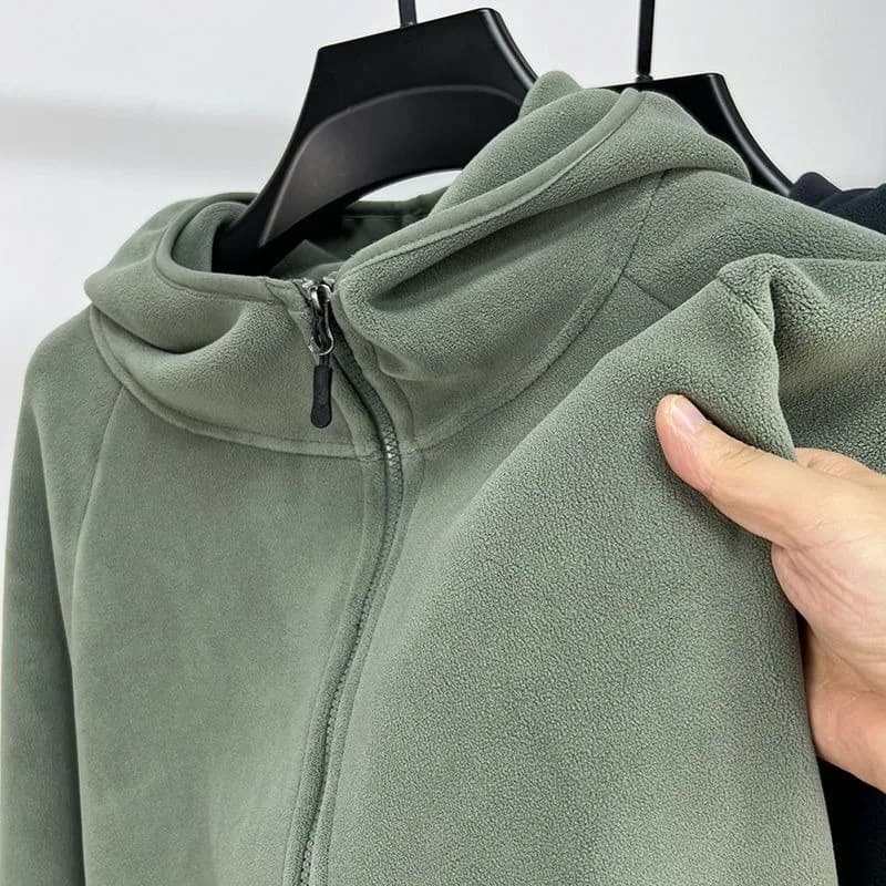 Double Sided Shaker Sweater Cardigan Men Women Street Commuter Hooded Solid Color Thickened Jacket Winter Trend New Warm Tops
