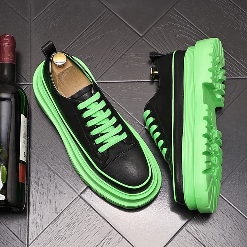 men luxury fashion evening prom dress platform shoes lace-up brand designer shoe black white original leather sneakers footwear
