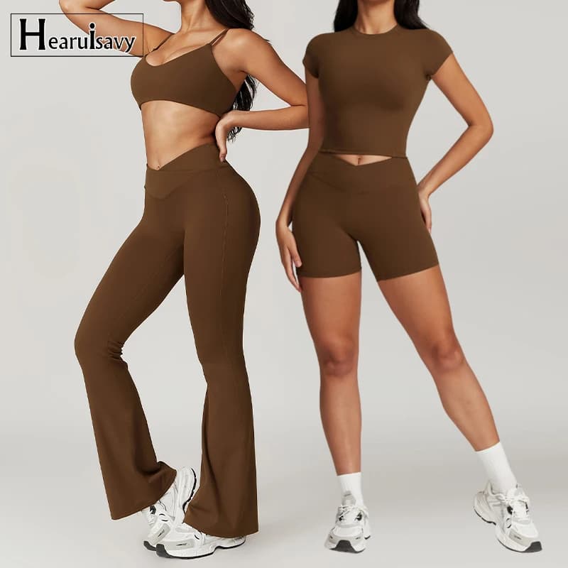 Hearuisavy 2 Piece Yoga Clothes Workout Sets Women Sportswear Gym Set Women Tracksuit Running Sports Bra Fitness Leggings Female