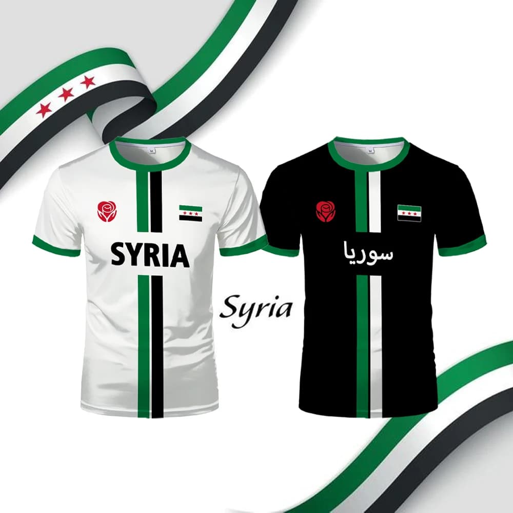 Syria Football T-Shirt Summer Sports Breathable Quick-drying Men's Tops Syrian Flag Map Print Short Sleeve Jersey Kid's Clothes