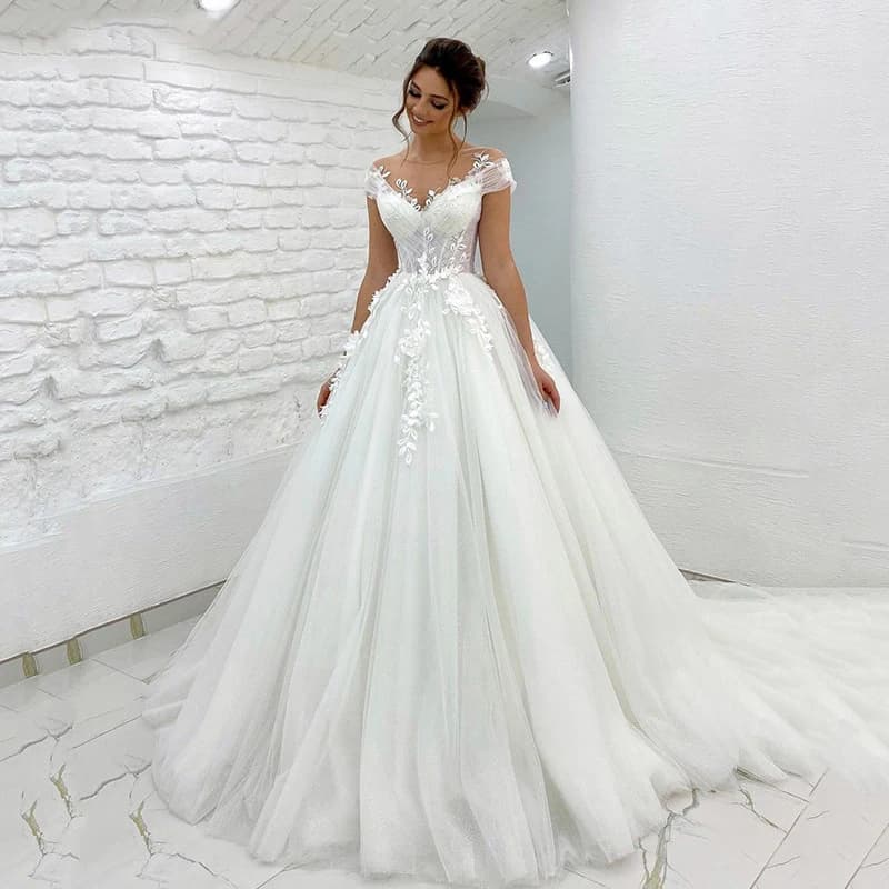 Princess Wedding Dresses Off Shoulder 3D Lace Applique Ladies Sleeveless Boho Bridal Gowns Vestido De Novia Customized 2024 Robe