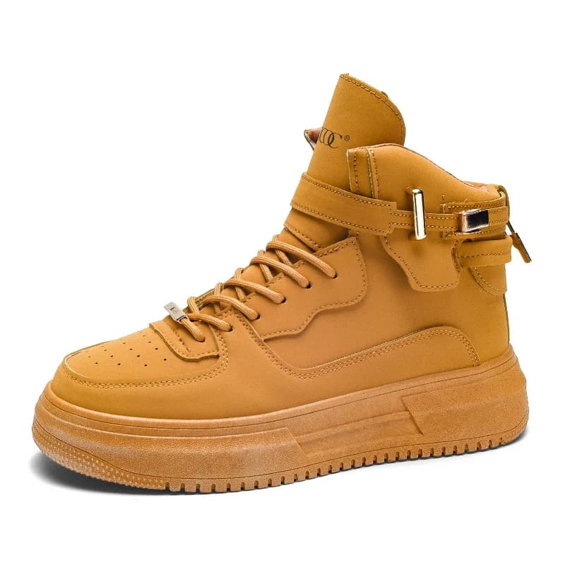 2025 new design street style MEN'S skateboard shoes fashion high top platform casual sneakers comfort leather lace-up man shoes