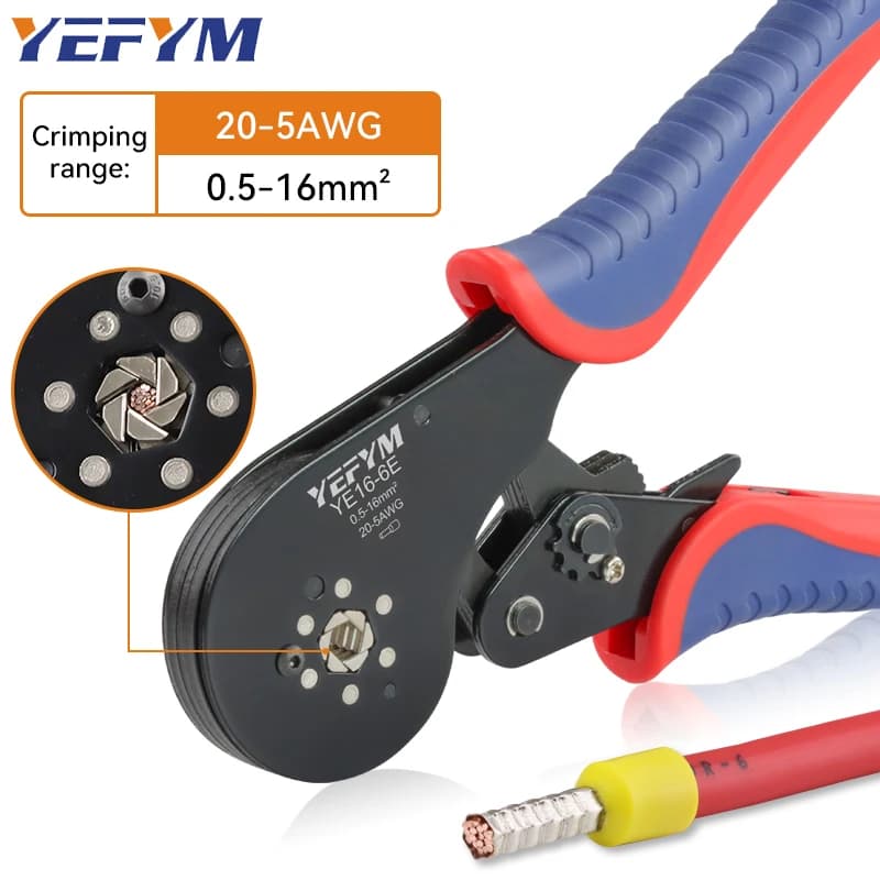 Ferrule Crimping Tool YE 16-6E 0.5-16mm²/20-5AWG Tubular Terminal Mini YEFYM Pliers For Large Size Terminals Electrical Clamps