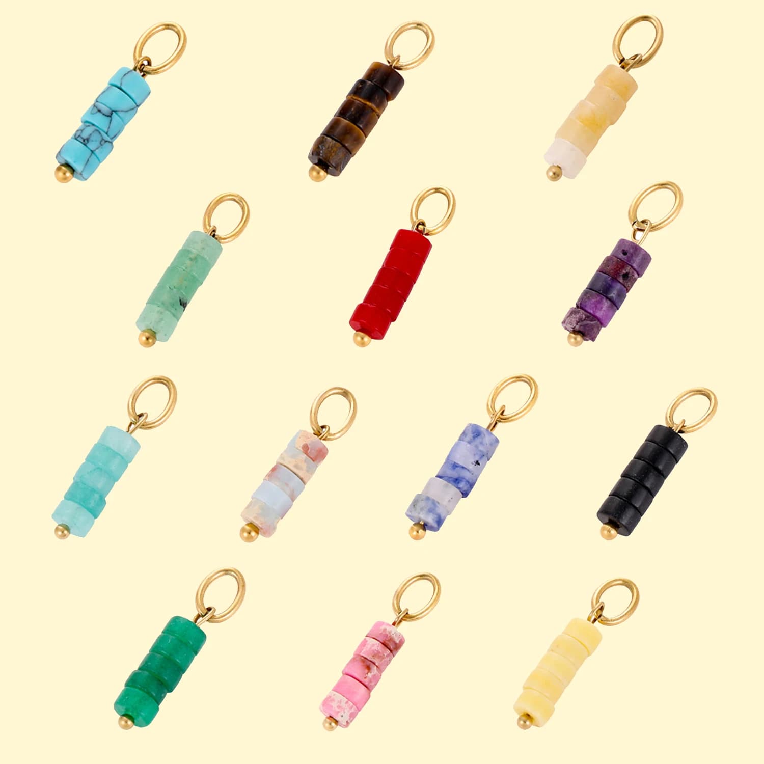 Colorful natural stone pendant made of stainless steel DIY necklace bracelet and jewelry