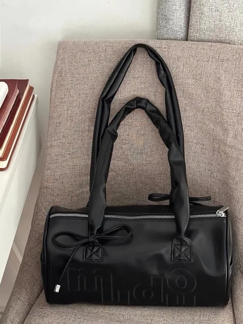 JIAERDI Sweet Cool Black Pillow Bag Women Vintage New Leather Soft Bow Handbag Ladies Spring Summer Y2k Shoulder Bags Aesthetic