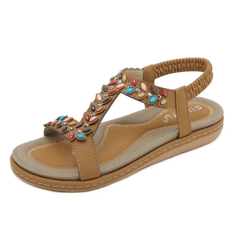 Summer Bohemian Style Casual Open Toe Women Sandals Comfortable Wedge Flat Sandals Female Lightweight Beach Shoes