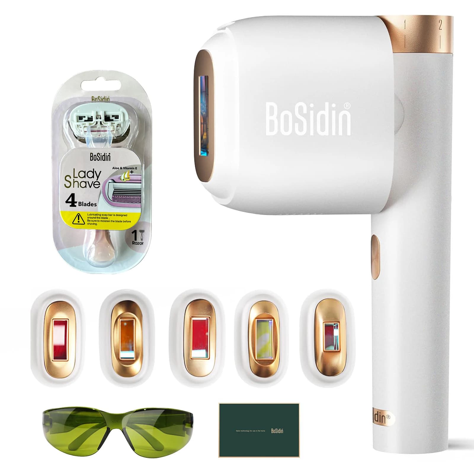 Bosidin Pro Laser Hair Removal 5 Flash Heads Ice Cool Skin Rejuvenation Permanent Home Pulsed Light Ipl Epilator
