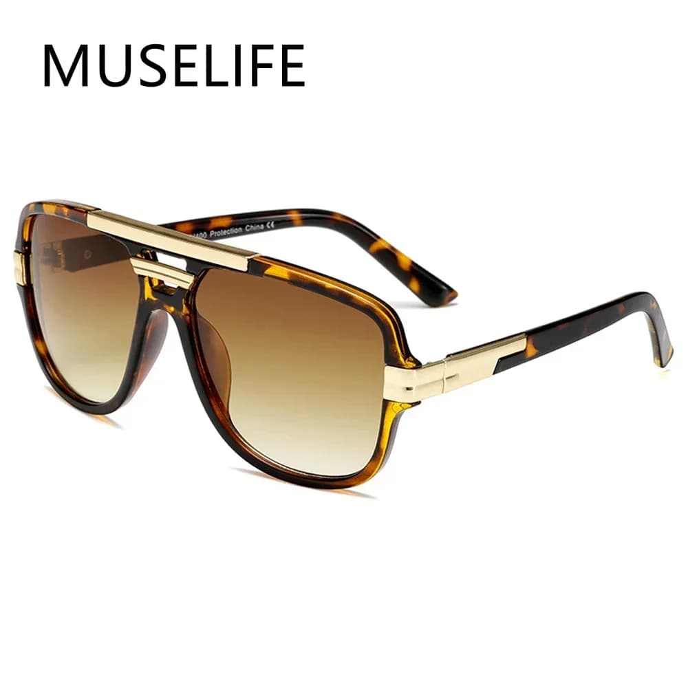 MUSELIFE Classic Luxury Men Sunglasses Glamour Fashion Brand Sun Glasses For Women Mirrored Retro Vintage Square Designer Shades