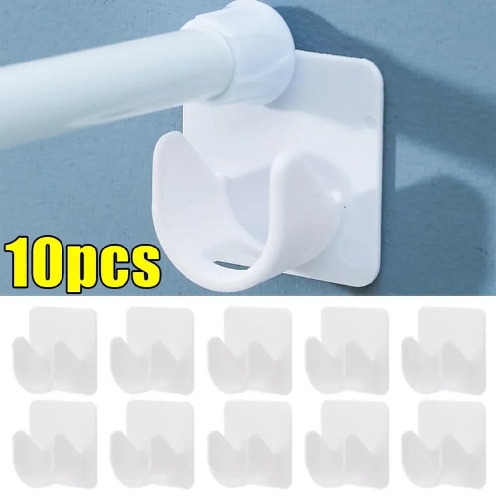 Strong Curtain Rod Bracket Holders Hooks Self-adhesive Adjustable Wall Curtain Fixed Clip Hanging Rack Hook Bathroom Accessories