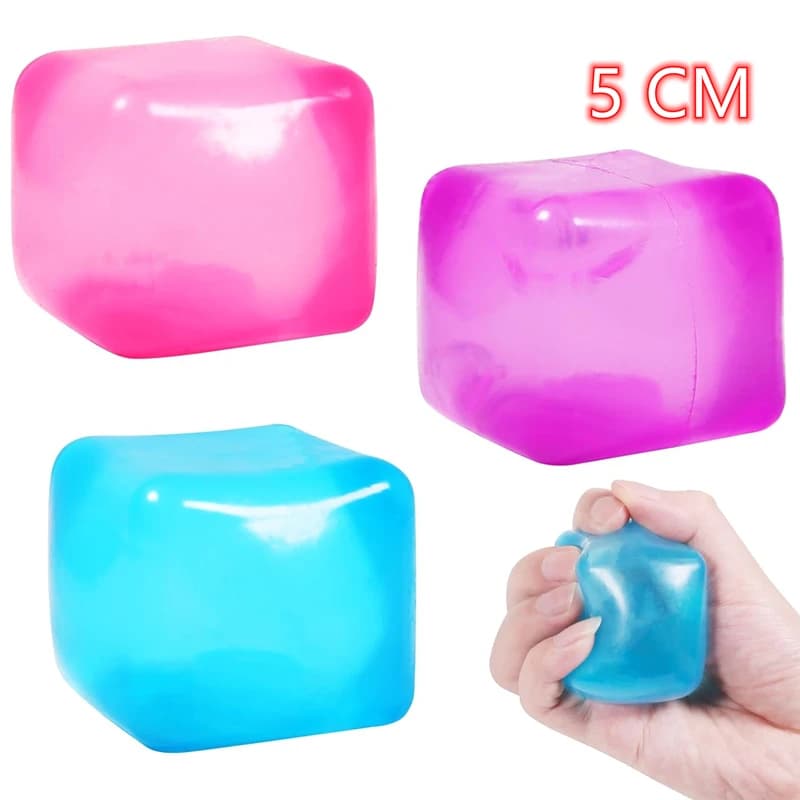 Ice Cube Shaped Fidget Toy Square Stress Relief Ball Squishy Squeeze Toys for Anxiety ADHD Stress Relief Sensory Toys for Adults