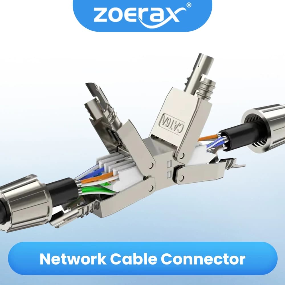 ZoeRaxTool-Free RJ45 Coupler Shielded, Tool Less Ethernet Cable Extender PoE+ for Cat7/Cat6a/Cat6 Network Cables, Silver