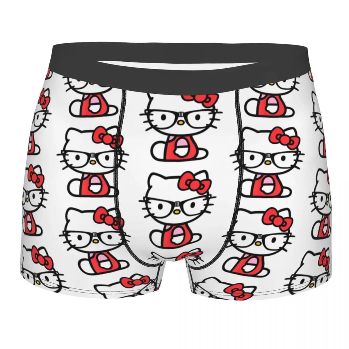 Sexy Boxer Hello Kitty Nerd Glasses Shorts Panties Men Underwear Breathable Underpants for Male S-XXL