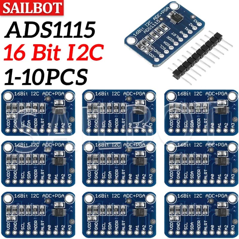 ADS1115 ADC Analog-to-Digital Converter Module with Programmable Gain Amplifier 16 Bit I2C 2.0V To 5.5V