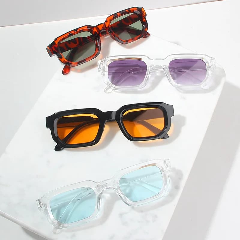 Vintage Men Rectangle Frame Sunglasses Fashion Retro Sun Glasses Luxury Brand Design UV400 Shades Eyewear Women Goggles