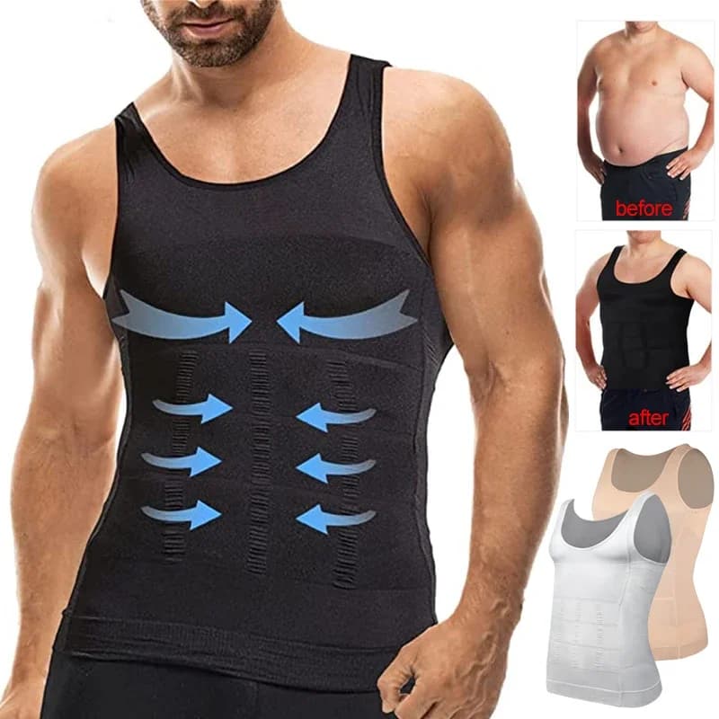 Men's Slimming Shaper Vest Elastic Body Shapewear Compression Abdominal No Sleeves Vest Breathable Fitness Sport Shaping Shirt