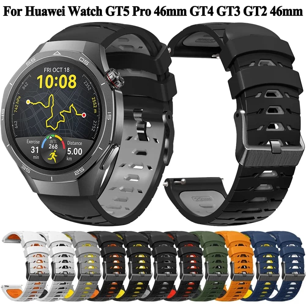 22mm Silicone Strap For Huawei Watch GT 5 GT5 46mm Watchband Bracelet For Huawei Watch GT5 GT4 GT3 GT2 46mm Smartwatch Wristband