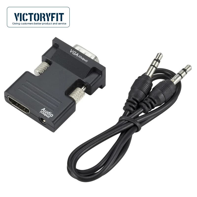 HDMI-compatible Female to VGA Male Adapter With Audio Output Port for PC Computer, Desktop/Laptop, HDTV, Support 1080P Full HD