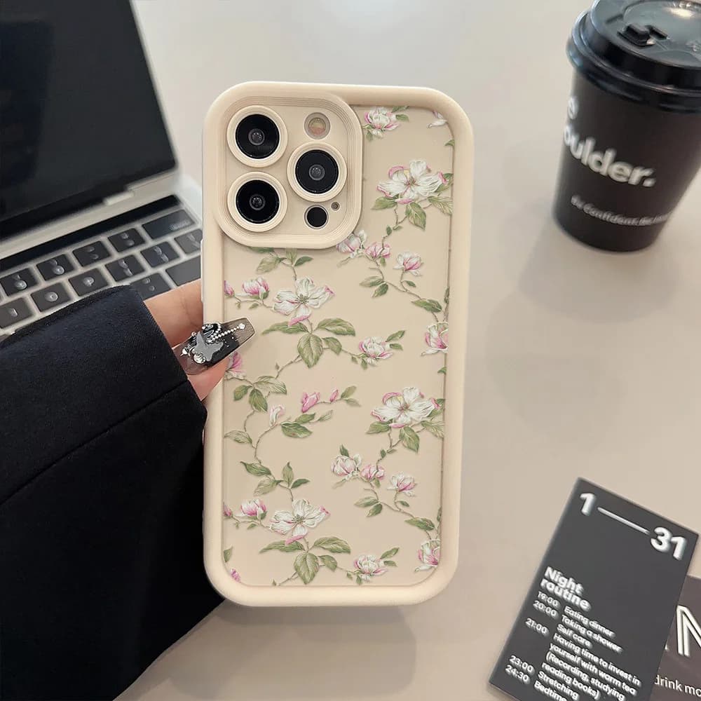 Luuxry Flower Silicone Soft Phone Case For iPhone 12 Funda 13 11 15 14 Pro Max X XR XS 7 8 SE Plus 13pro 15pro Protective Cover